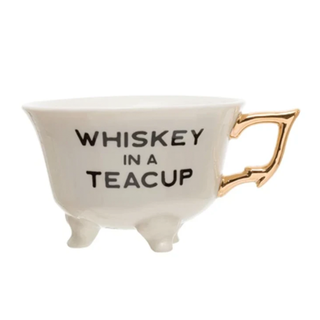 White Stoneware Footed Teacup - "Whiskey in a Teacup"