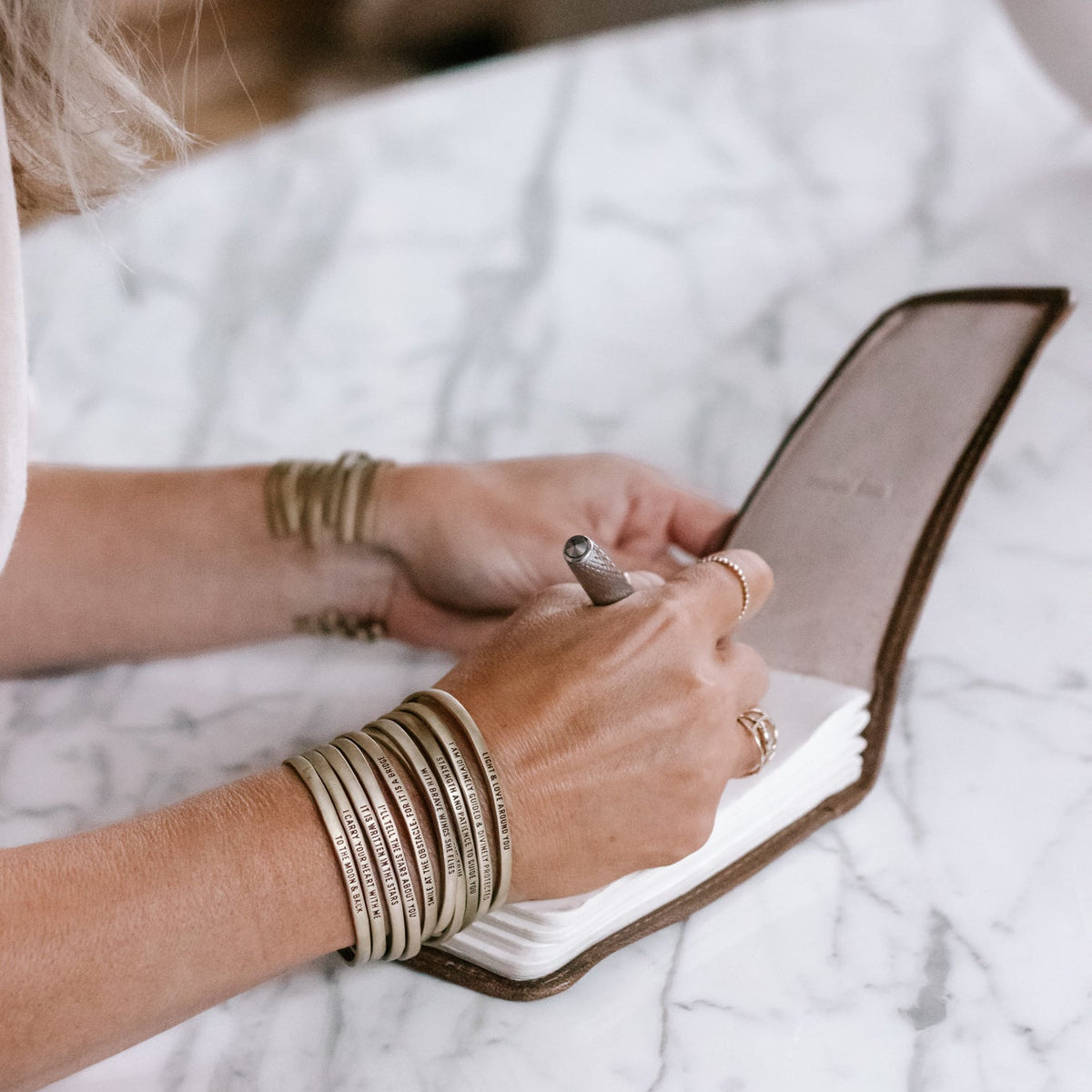 Dreams And Schemes Mini Signature Leather Journal - Honey