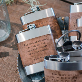 Keep Your Friends Close - Leather Metal Flask