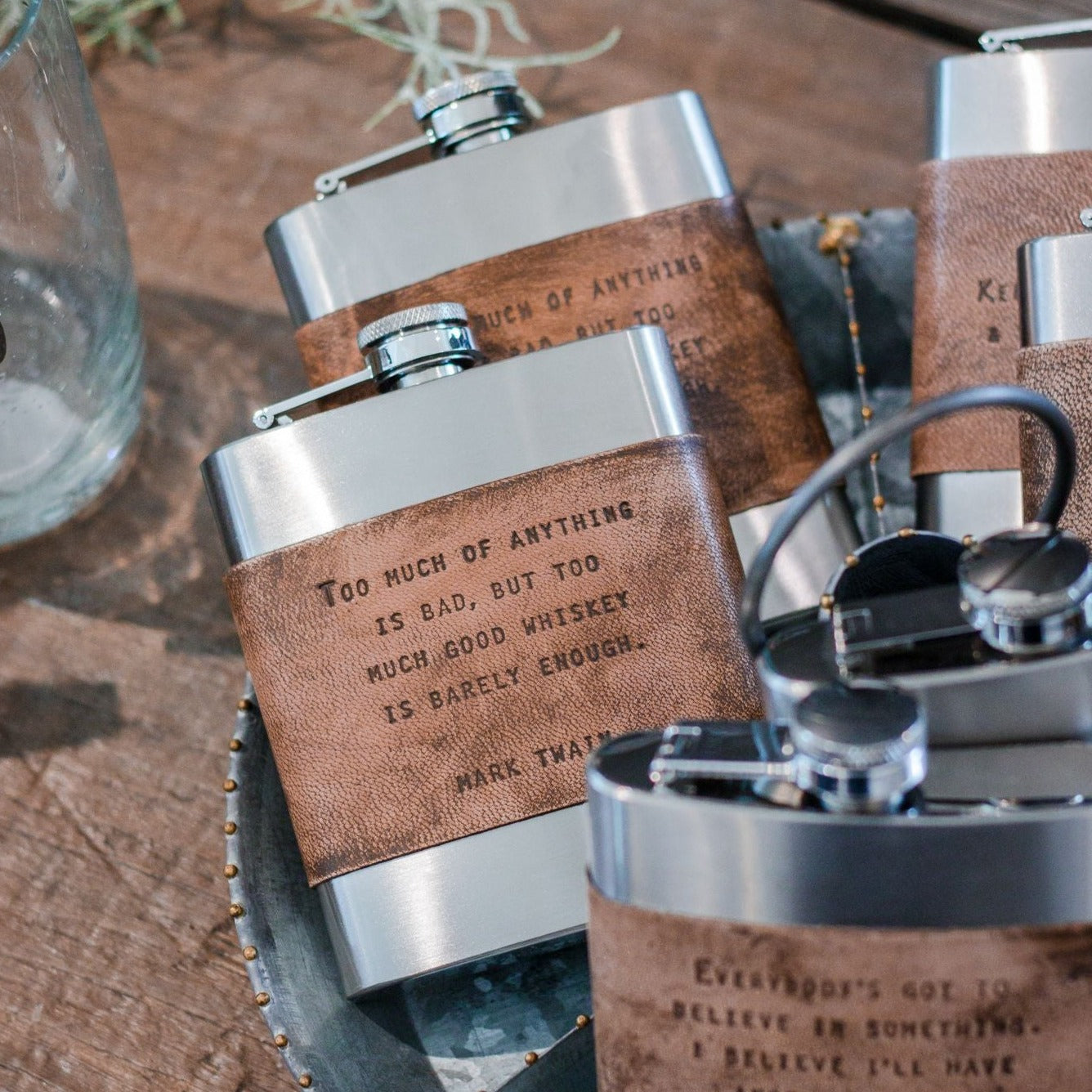 ***W.C. Fields - Leather Metal Flask