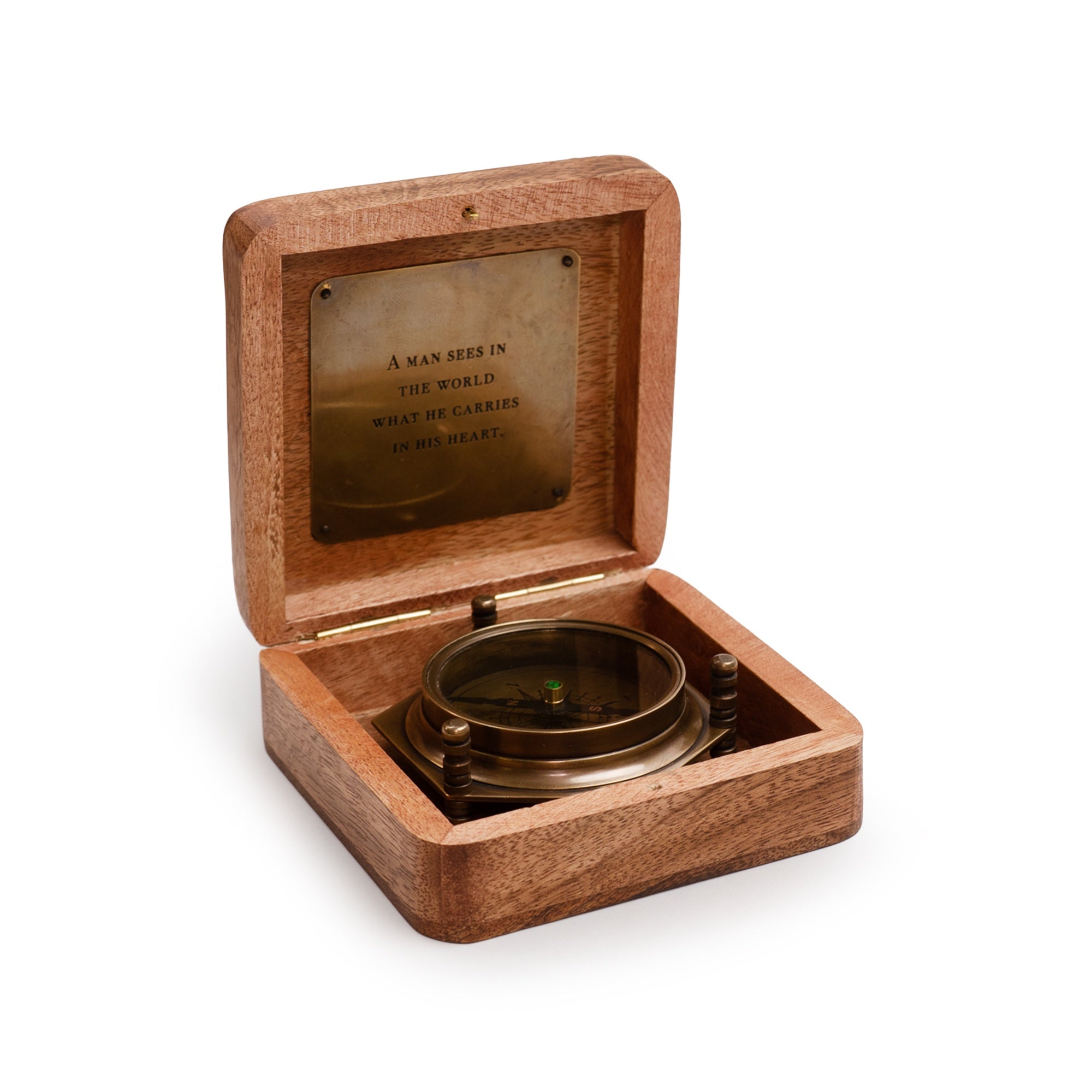 Tripod Compass in A Man Sees Wooden Box