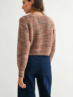 Cozy Knit Wool Sweater - Brown Multi