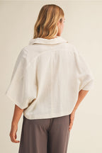 Oversized Popover Open Collar Top