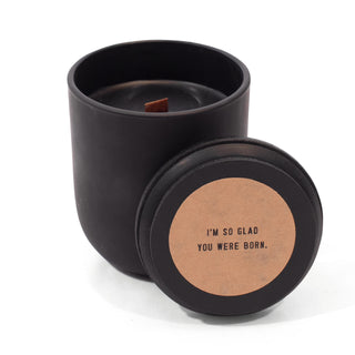 ***I'm So Glad Wood Wick Matte Black Candle