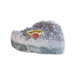 ***Gold Plated Ring with Pink Jade