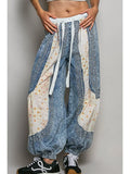 Patchwork Embroidery French Terry Jogger Pants