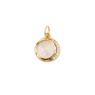 ***Rainbow Moonstone and Crescent Moon Charm - 0.4"
