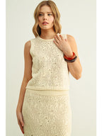 Crochet Knit Tassel Hem Crop Top