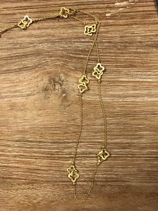 Brass Clover Necklace - 34"