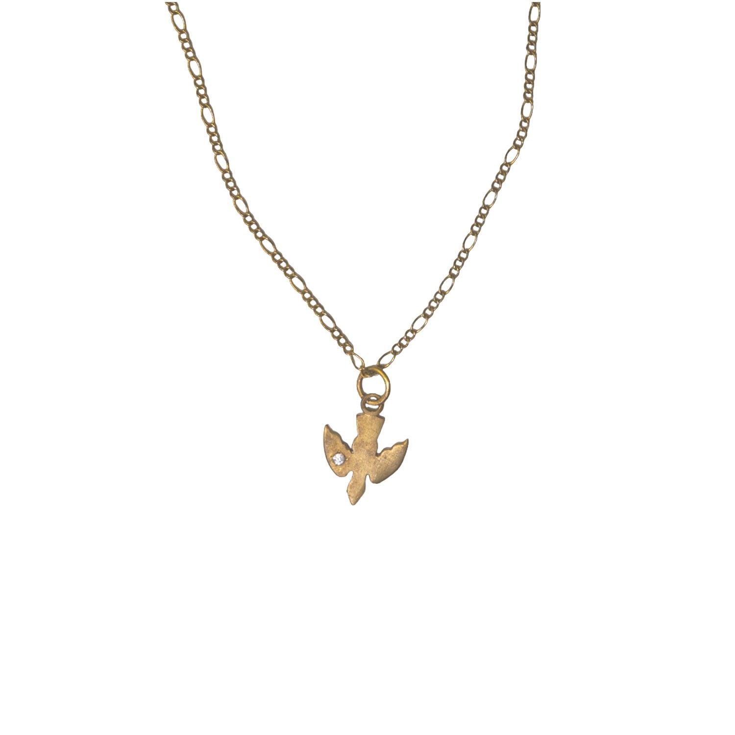 ***Mama Bird Brass Necklace with Stone