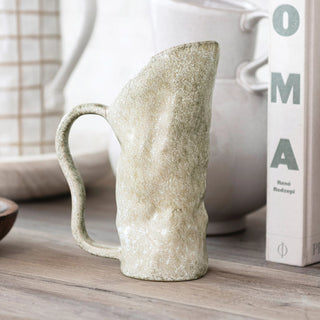 Stoneware Organic Shaped Pitcher, Reactive Glaze