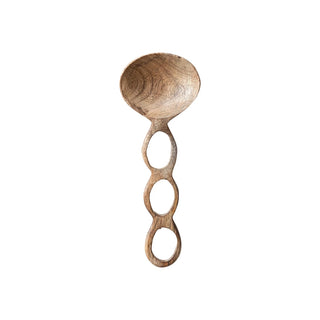 Carved Mango Wood Spoon with Circle Cut-Out Handle