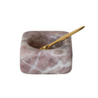 Marble Bowl with Brass Spoon, Pink, Set of 2