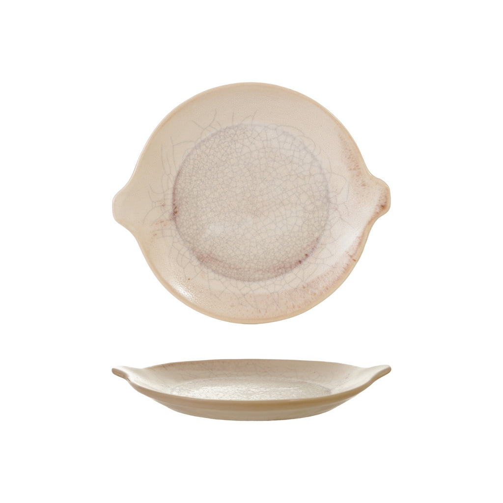 Stoneware Crackle Glaze Plate w/ Handles