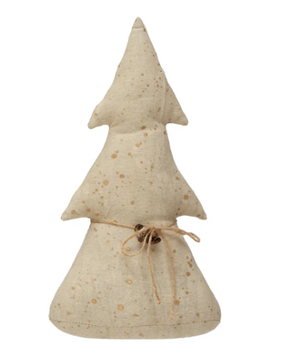 Antiqued Canvas Tree with Bells, Natural - Small