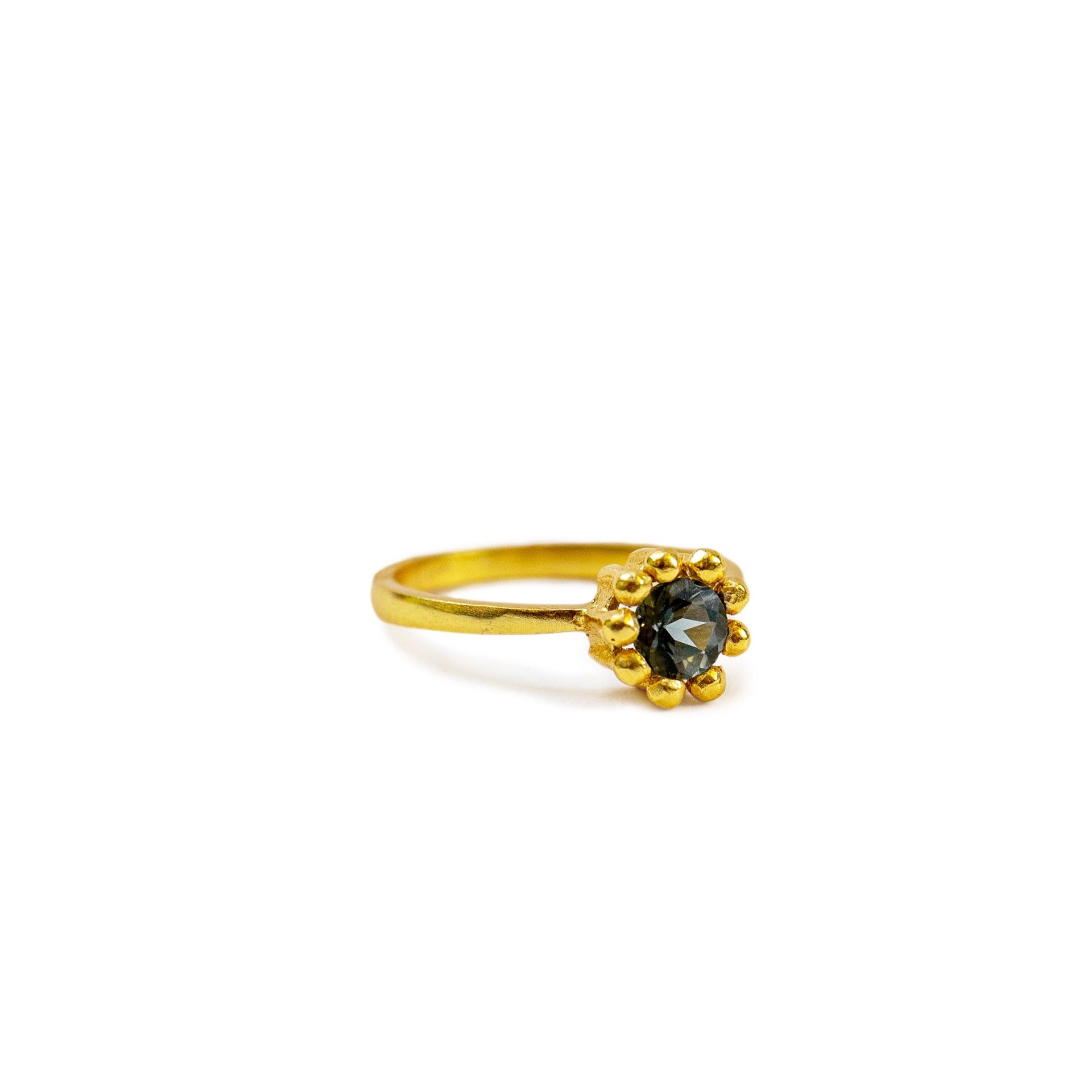 ***Gold Plated Ring with London Blue Topaz Colored Crystal