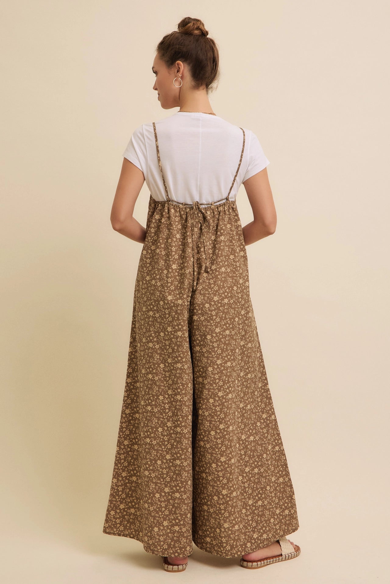 Floral Wide-Leg Cami Jumpsuit with Open-Back