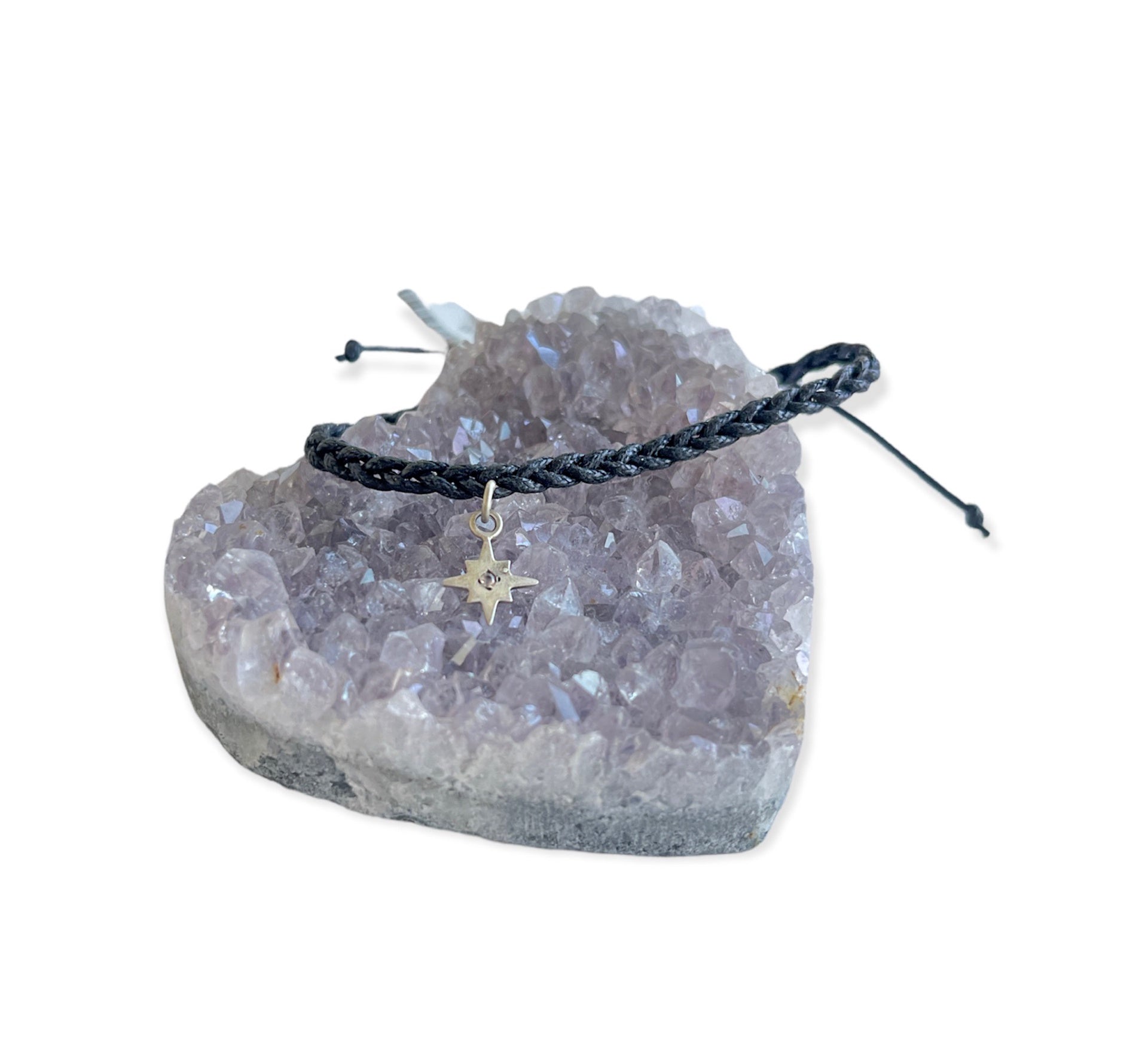 ***Silver Star Pendant on Braided Bracelet - Adjustable