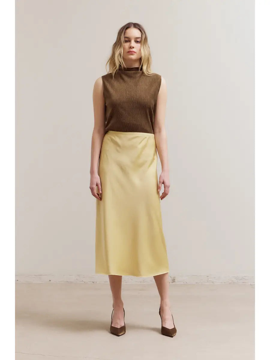 Satin Mermaid Fit Skirt - Daffodil