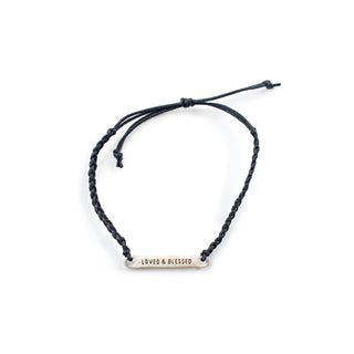 ***Silver Loved & Blessed Braided Bracelet - Adjustable