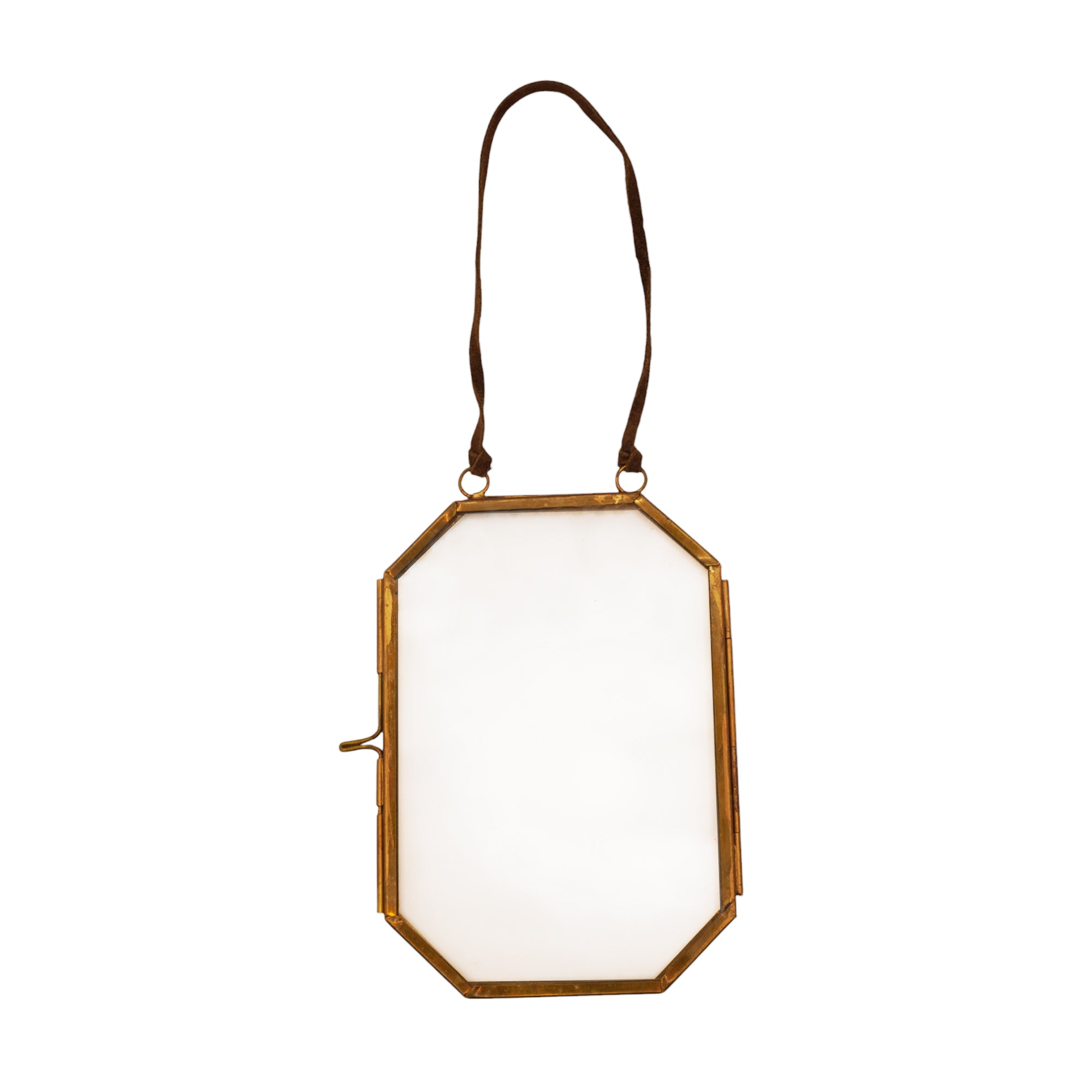 Brass  Hanging Octagon Photo Frame - 3.75” x 5.5”