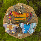 Kantha Butterfly Ornament with Wooden Beads