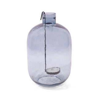 ***Large Blue Hurricane Votive Tea Light Candle Holder Blue 7" x 11"