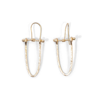 ***Hammered Long Hoop Earrings 7/8" x 1-1/2"