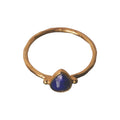 Teardrop Ring with Lapis - 22K Gold Plating - Size