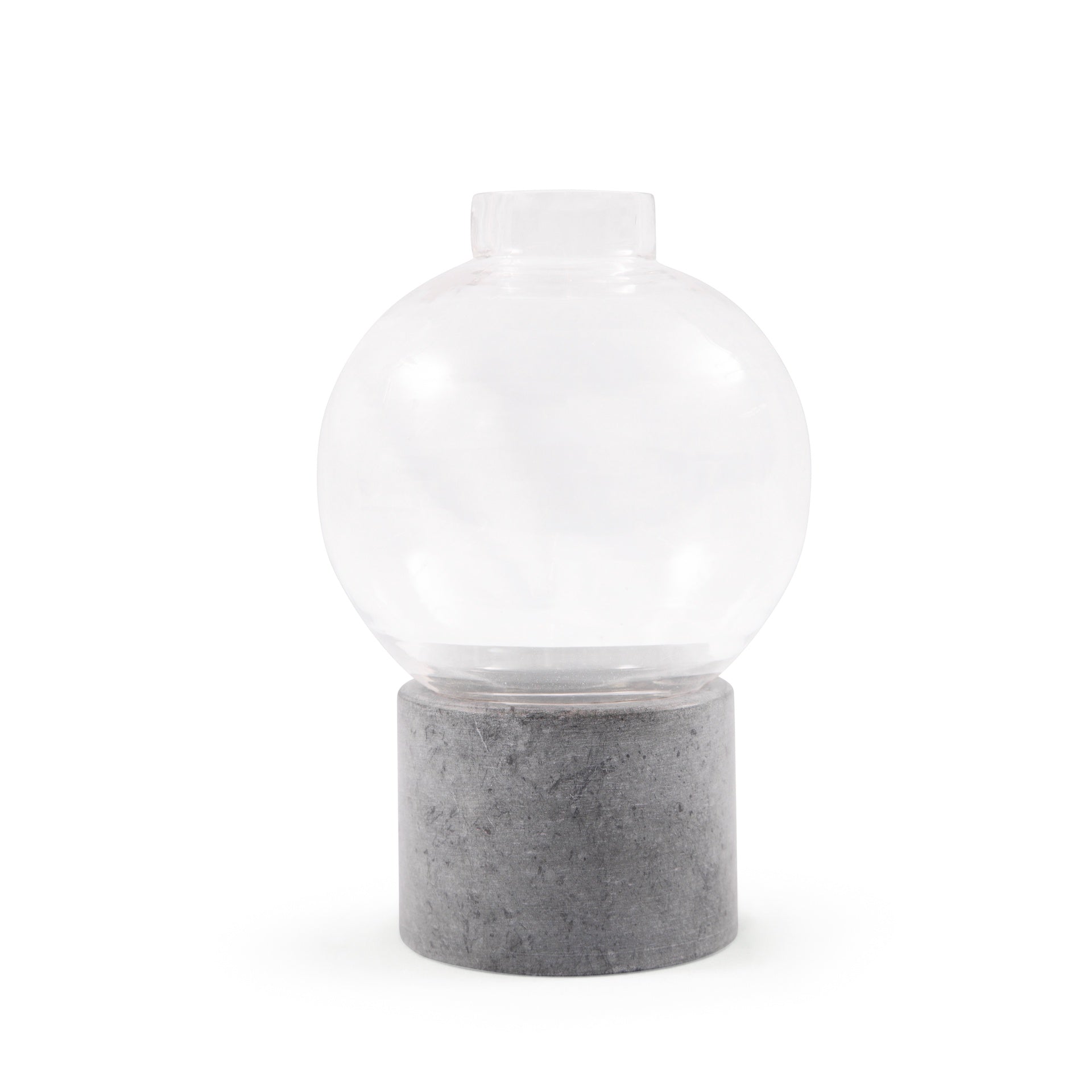 ***Small Round Glass Dome Vase on Green Marble Base 4" x 4" x 6"