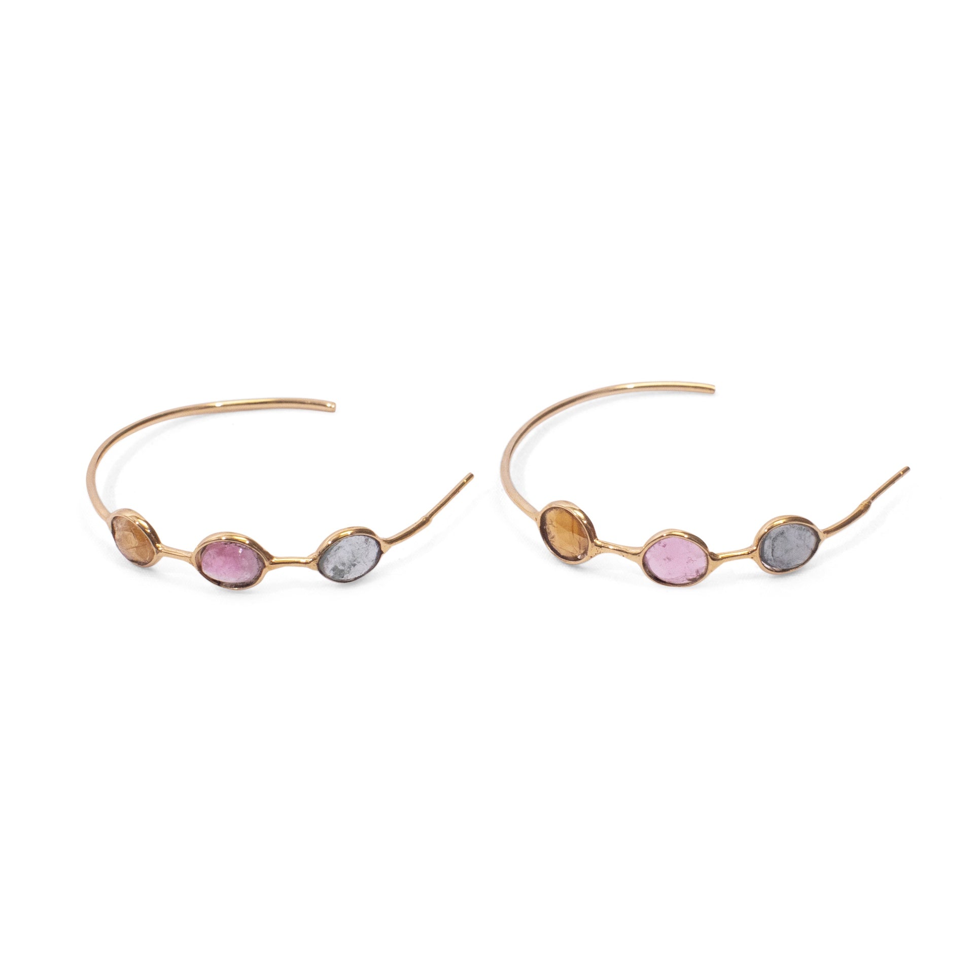 Watermelon Tourmaline Hoop Earrings may vary