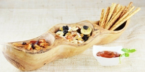 Olive Wood 3-Section Appetizer Platter- 13.8"