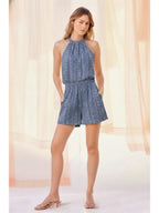 Halter Neck Romper - Denim Blue