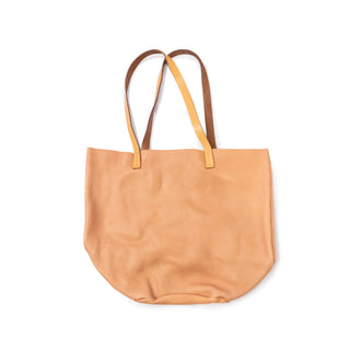 ^Large Leather Nude Tote Bag with Natural Straps Nude