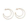 ***Dimpled Crescent Moon Hoop Earrings 1-3/4" diameter