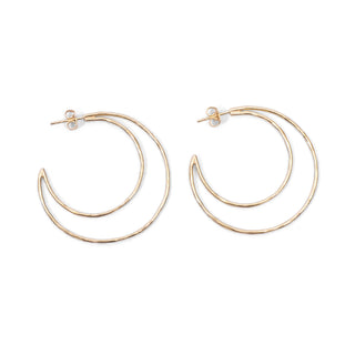 ***Dimpled Crescent Moon Hoop Earrings 1-3/4" diameter