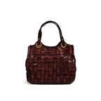 Shopping Bag in Woven Cowhide, Burgundy