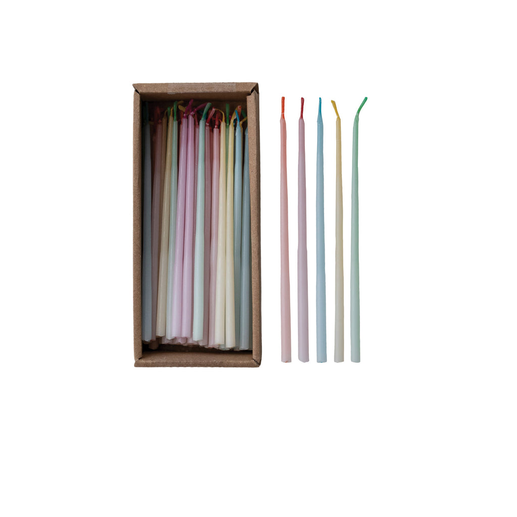 Unscented Birthday Taper Candles with Colored Wick