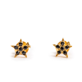 ***Mini Black Spinel Gold Plated Star Studs