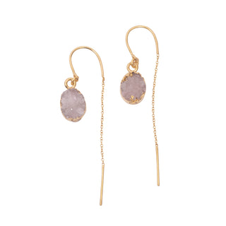 ***Druzy Threader Earrings- Gold Plated Brass