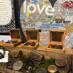 A Man Sees Tripod Compass in Wooden Box