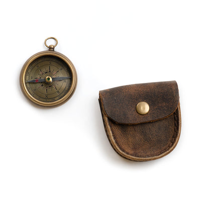Compass with Leather Pouch