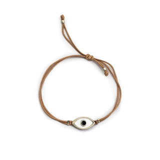 White Enamel Evil Eye Bracelet Adjustable