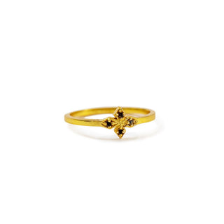 ***Gold Plated Ring with Black Zircon Stone