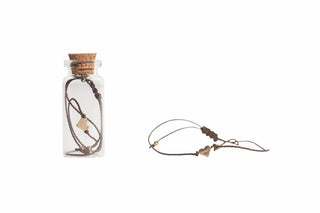 Copper Heart Charm Bracelet in Glass Bottle - Assorted Colors