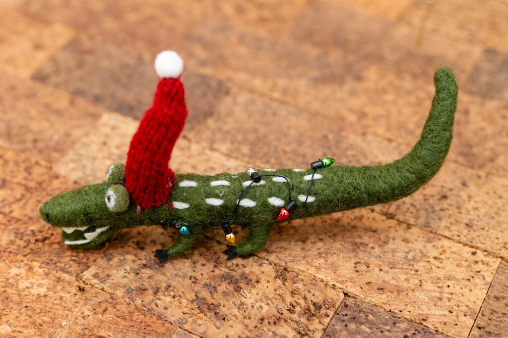 ***Felt Chris Croc-ingle Ornament with Santa Hat