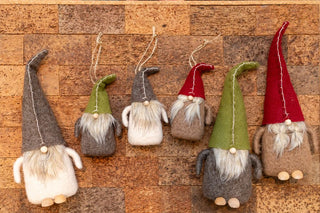 Felt Gnome Ornament with Grey Hat