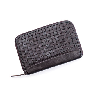 Woven Leather Wallet with Strap