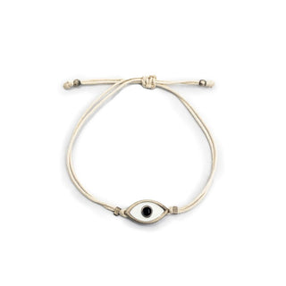 White Enamel Evil Eye Bracelet Adjustable