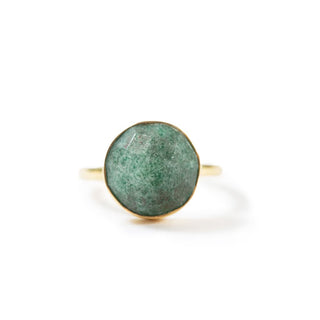 Gold Plated Ring with Green Amethyst - Size
